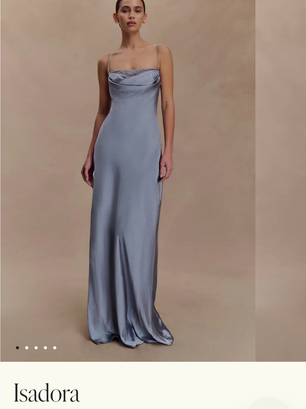 Meshki Silver-Blue Satin Slip Maxi Dress